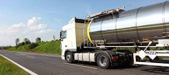 Chemical transportation truck driving down the highway