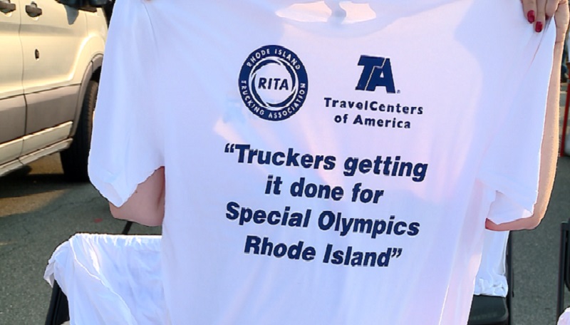 T shirt saying Truckers getting it done for special olympics in Rhode Island