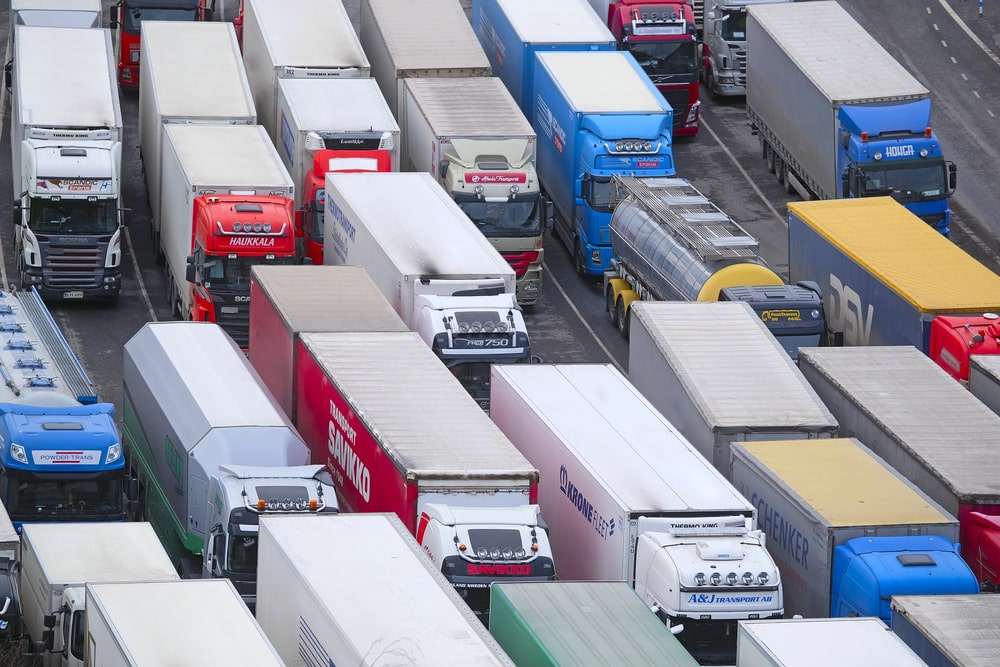 many truck on the road dealing with transportation regulations